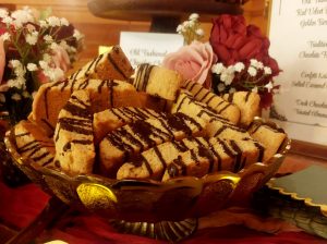 Almond biscotti with chocolate drizzle for Orlando wedding dessert table at Club Lake Venue.