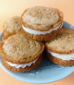 Carrot cake whoopie pies with cream cheese filling for weddings and parties in Central Florida.