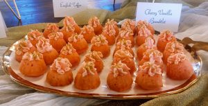 Cherry vanilla mini bundt cakes with pink frosting, perfect for weddings and showers near Daytona and Central Florida.