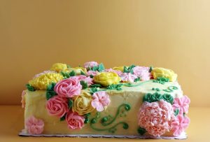 Buttercream flower sheet cake for baby showers, bridal showers, Easter, and Mother's Day in Central Florida.