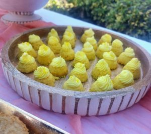 Mini lemon bundt cakes with yellow frosting for weddings and baby showers at Pegasus Manor near Orlando, Florida.