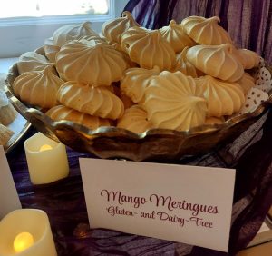 Gluten- and dairy-free mango meringues for tropical and modern weddings, dessert bars, and parties across Central Florida, Orlando, Daytona, and St. Augustine.