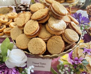 Peanut butter whoopie pies stacked on a wedding dessert table at Dr. Phillips House in Orlando, perfect for Parisian spring events in Central Florida.