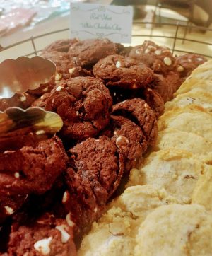 Red velvet white chocolate chip cookies served at Tavares Pavilion on the Lake near Orlando.