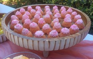 Mini strawberry bundt cakes with pink frosting for weddings, baby showers, and events at Pegasus Manor near Orlando.